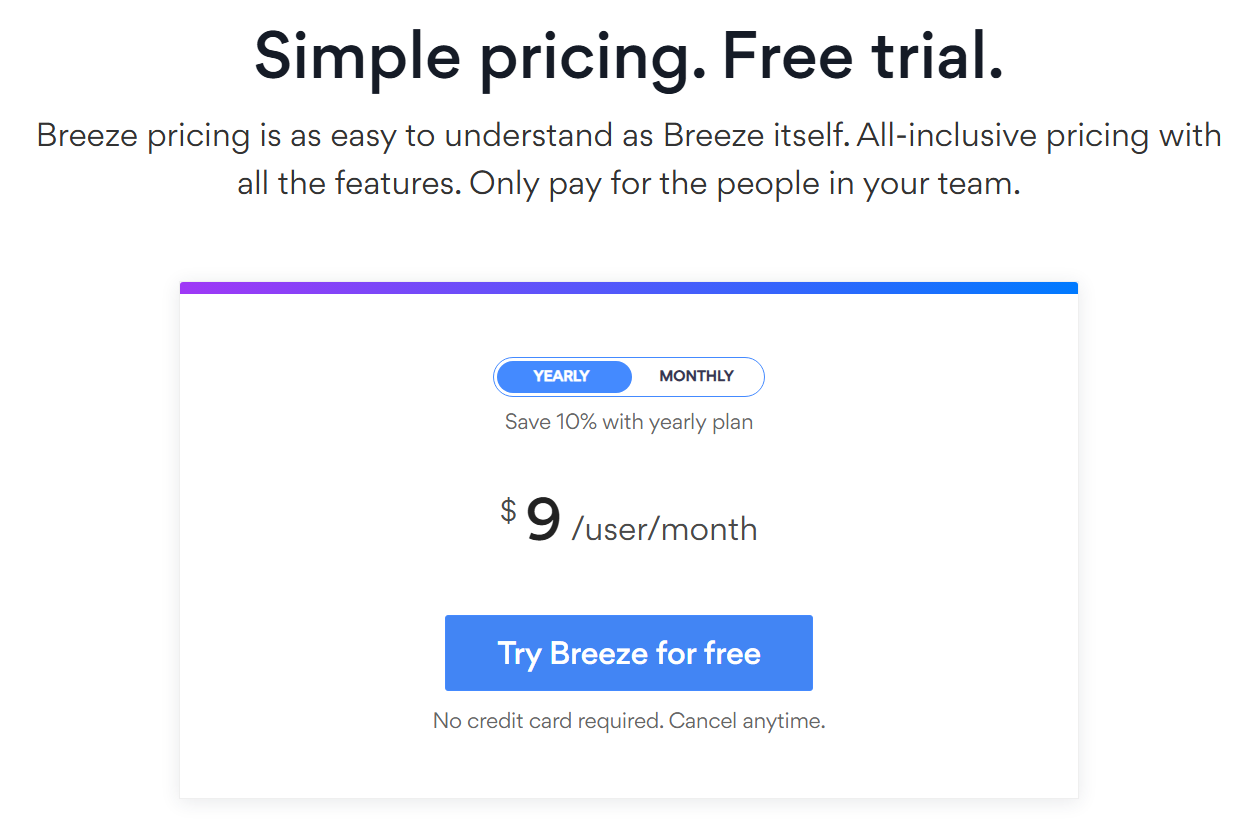 Breeze pricing plan